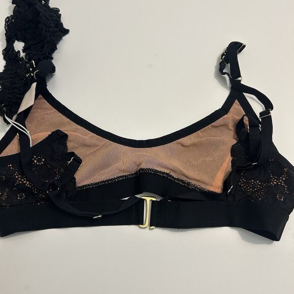 We Are HAH/Free People Guard Her Convertible Bra Garter Set Noir Black Lace Sm - Picture 7 of 11